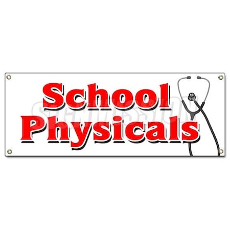 Signmission SCHOOL PHYSICALS BANNER SIGN no appointment walk-in flu shots health B-School Physicals